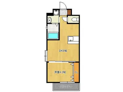 ラフィーネ葛原レスト(1DK/12階)の間取り写真