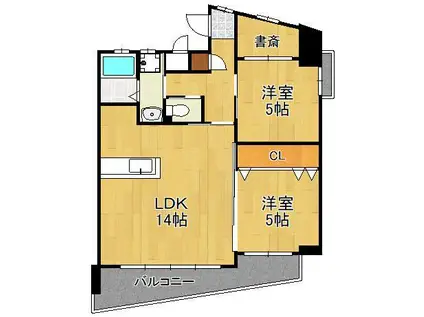 ラフィーネ葛原レスト(2SLDK/11階)の間取り写真