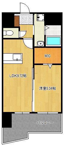 THE SQUARE・GLORY RESIDENCE(1LDK/8階)の間取り写真