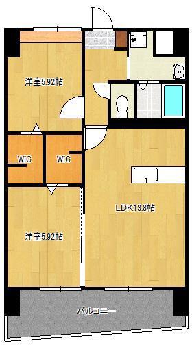 THE SQUARE・GLORY RESIDENCE(2LDK/7階)の間取り写真