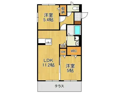 LEGENDハイム行橋(2LDK/1階)の間取り写真