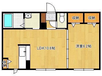 レクシオ明治  B棟(1LDK/1階)の間取り写真