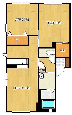 エクセル C棟(2LDK/1階)の間取り写真