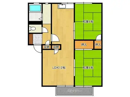 フレグランス葛原(2LDK/2階)の間取り写真