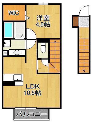 SWS RIVERSIDE D-ROOM(1LDK/2階)の間取り写真