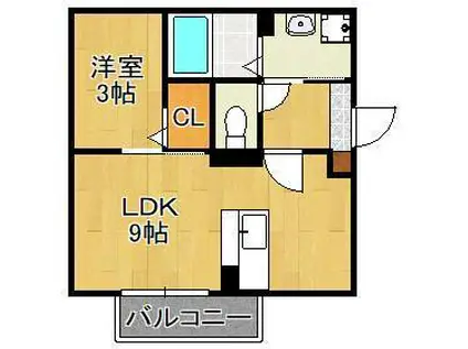 喜宝 YUKUHASHI(1LDK/2階)の間取り写真