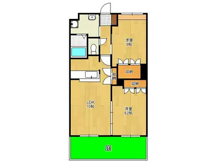 グラシアス(2LDK/1階)の間取り写真