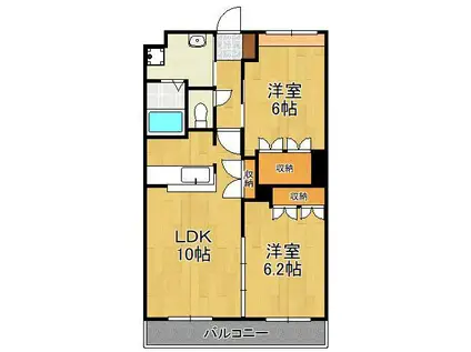 グラシアス(2LDK/2階)の間取り写真