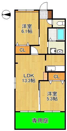 CONSOLATEUR(2LDK/1階)の間取り写真