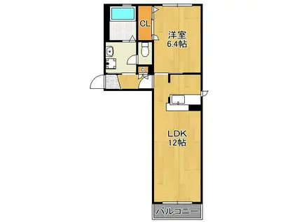 ヴィラシャーメゾン行橋プリモ (1LDK/1階)の間取り写真