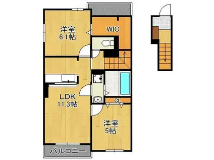 アーク・アン・シエル(2LDK/2階)の間取り写真