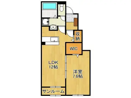アクアプラ Ⅰ(1LDK/1階)の間取り写真
