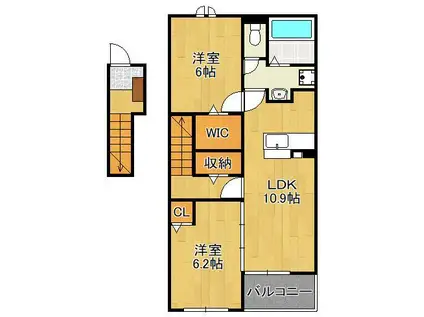 アクアプラ Ⅰ(2LDK/2階)の間取り写真