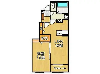 フェニックスヴィラ B(1LDK/1階)の間取り写真