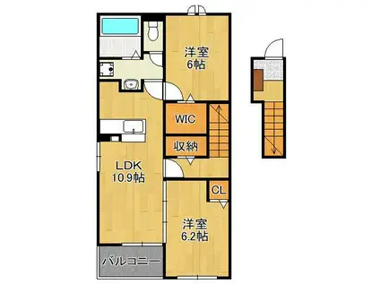 サン・グレースA(2LDK/2階)の間取り写真