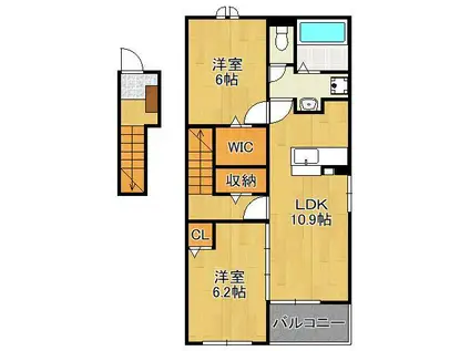 アクアプラ Ⅲ(2LDK/2階)の間取り写真