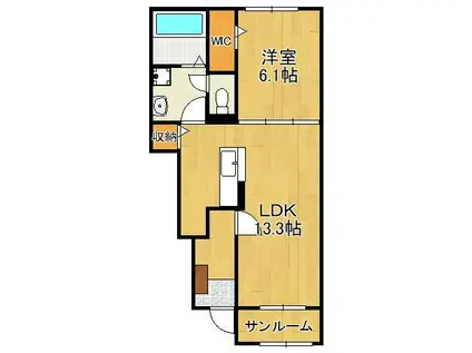 プルメリア Ⅰ(1LDK/1階)の間取り写真