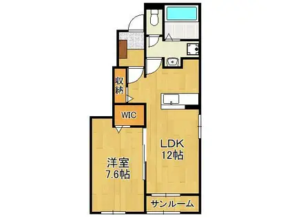 プルメリア Ⅱ(1LDK/1階)の間取り写真