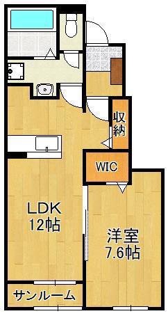 プルメリア Ⅱ(1LDK/1階)の間取り写真