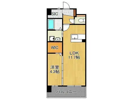 セレーノ行橋(1LDK/3階)の間取り写真