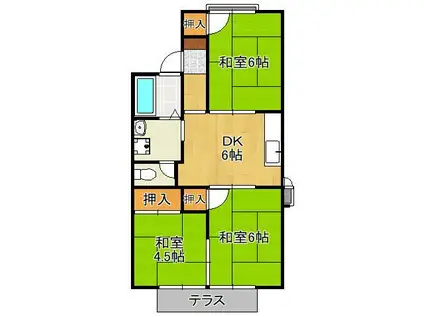 グランディール行橋C棟(3DK/1階)の間取り写真