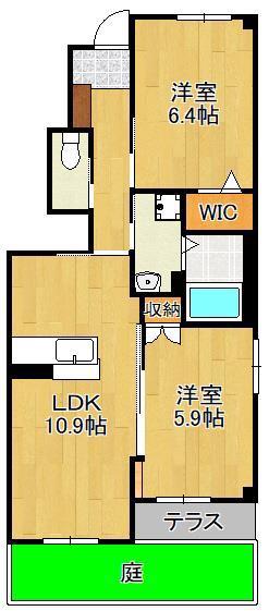 フルーレ(2LDK/1階)の間取り写真