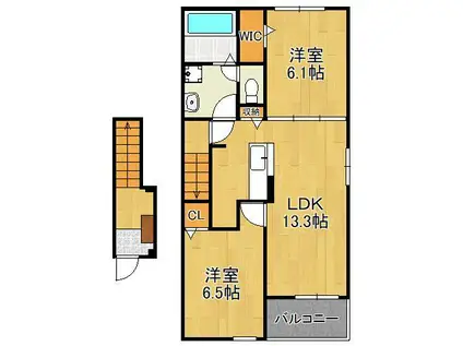 グランフルール(2LDK/2階)の間取り写真