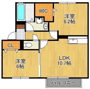 ウィングランデMⅡA棟(2LDK/2階)の間取り写真
