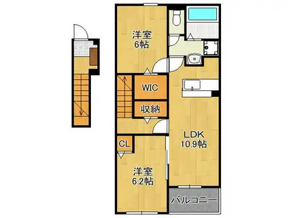 ニューライズ行橋 Ⅰ(2LDK/2階)の間取り写真