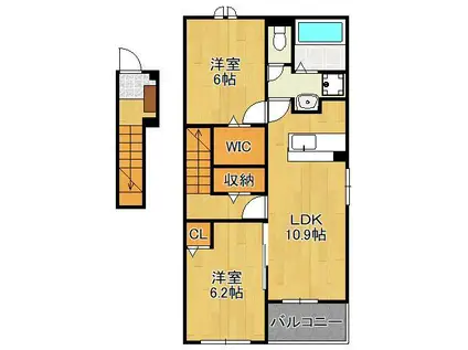 グランドエスポワール行橋 Ⅰ(2LDK/2階)の間取り写真