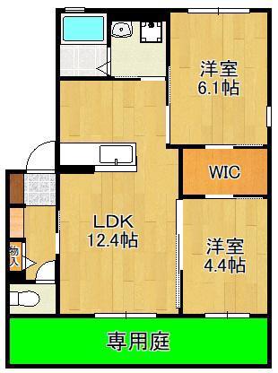 グリーンタウンD(2LDK/1階)の間取り写真