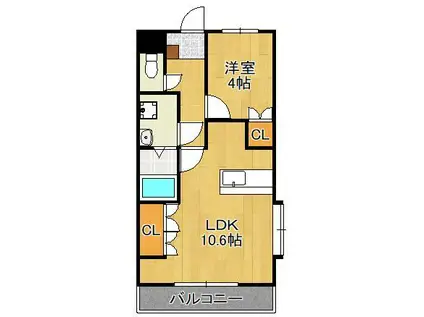 サンフィットレジデンス(1LDK/2階)の間取り写真