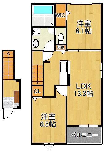 プロムナード北泉(2LDK/2階)の間取り写真
