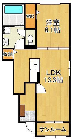 ボヌール金木犀 Ⅱ(1LDK/1階)の間取り写真