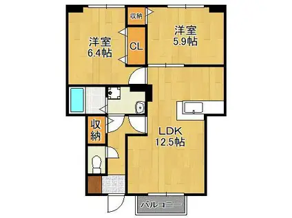 ヴィラ・サンライズ A棟(2LDK/1階)の間取り写真