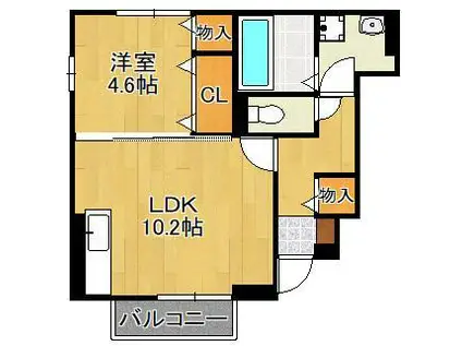 D-ROOM下貫(1LDK/1階)の間取り写真
