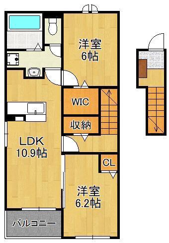 ロータス北泉2(2LDK/2階)の間取り写真