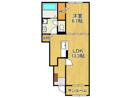 ロータス北泉3(1LDK/1階)の間取り写真