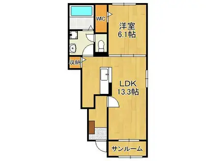 ロータス北泉3(1LDK/1階)の間取り写真
