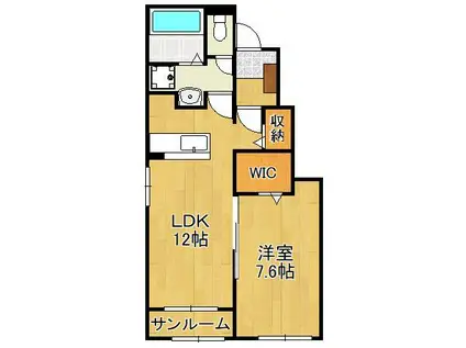 ロータス北泉5(1LDK/1階)の間取り写真