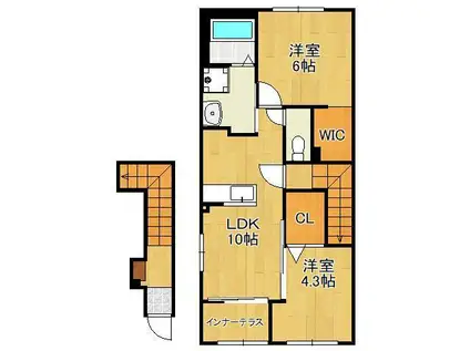 ソランジュ(2LDK/2階)の間取り写真