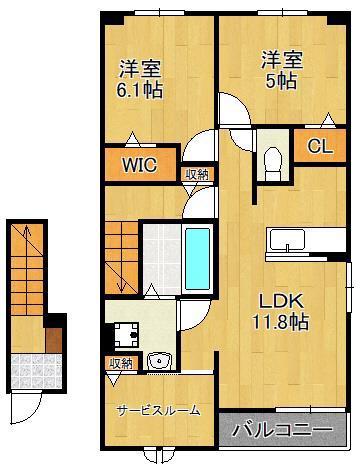 フィデール行橋C(2SLDK/2階)の間取り写真