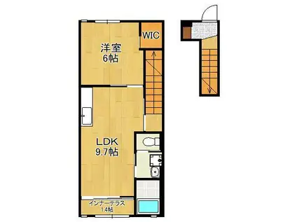 CHAT NOIR M.M(1LDK/2階)の間取り写真