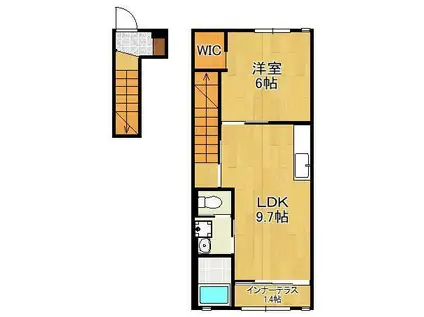 CHAT NOIR M.M(1LDK/2階)の間取り写真