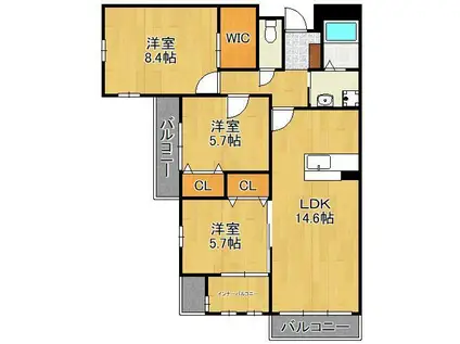 メゾン ド ラペ(3LDK/2階)の間取り写真