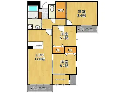 メゾン ド ラペ(3LDK/4階)の間取り写真