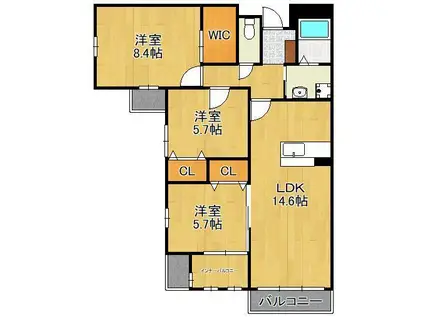 メゾン ド ラペ(3LDK/2階)の間取り写真