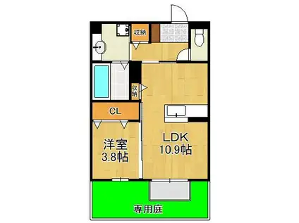 フース コーシェリ(1LDK/1階)の間取り写真