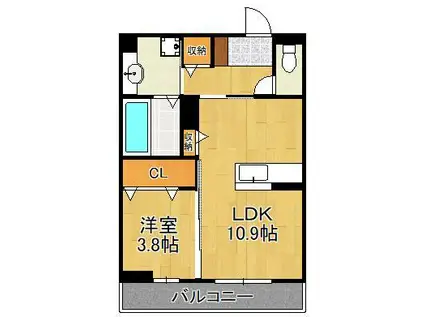 フース コーシェリ(1LDK/3階)の間取り写真