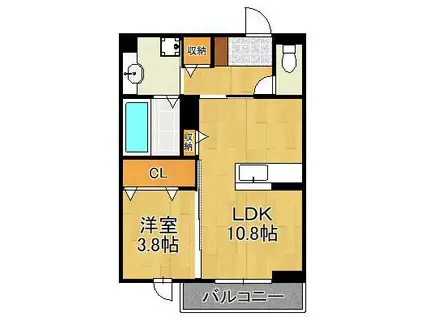 フース コーシェリ(1LDK/3階)の間取り写真